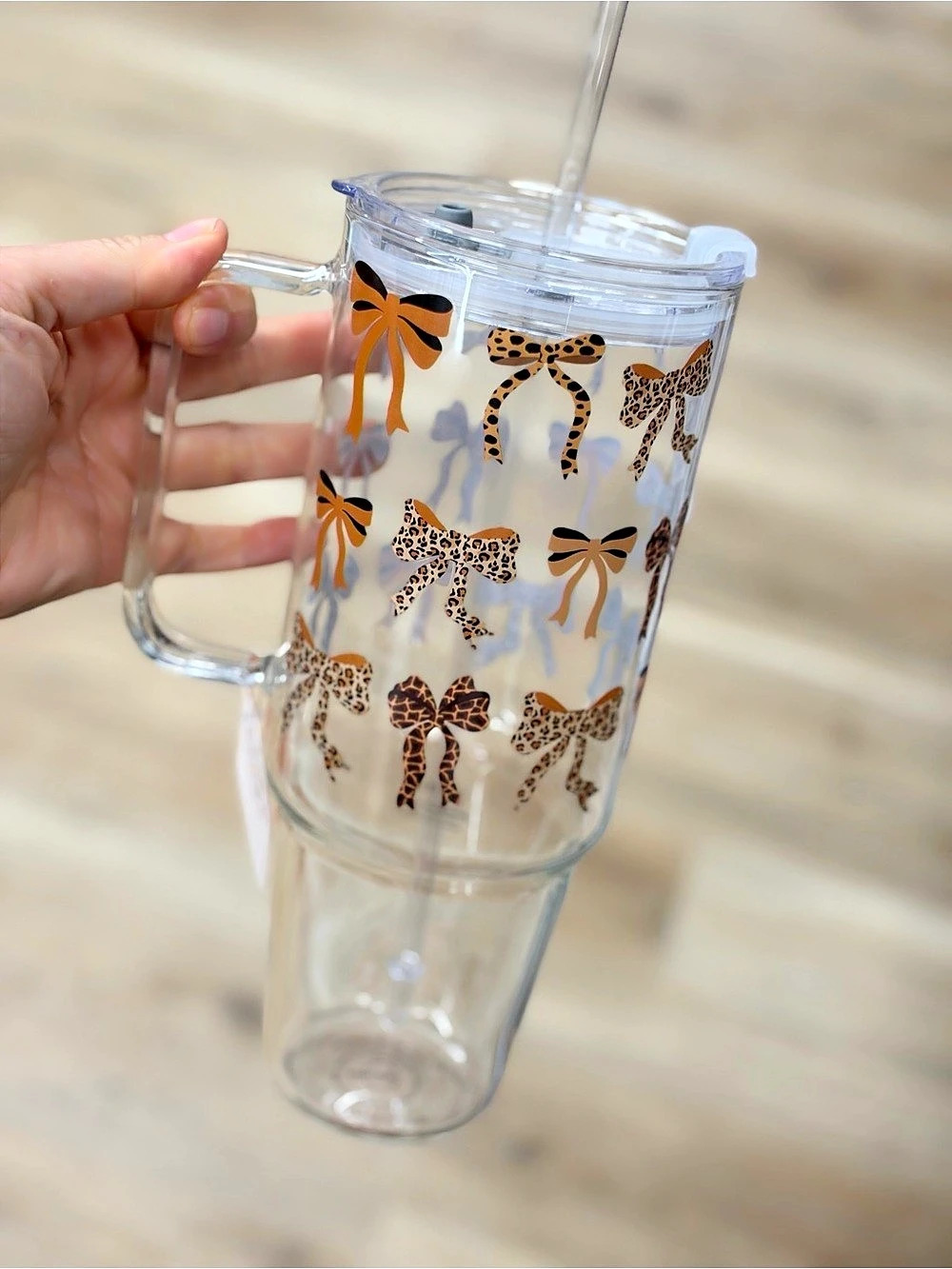 Clear & Orange Animal Print Tumbler
